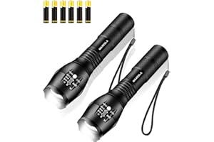 Maxesla Torcia LED Potente Professionale, 2 Pezzi Impermeabile 2000 Lumen Luminoso Mini Torcia Tattica, Portatile Torcia Rego