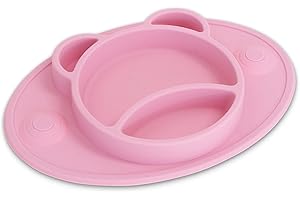 Bubba Bear® Baby Toddler Suction Placemat Plate Set | Stay Put Feeding Mat Plates for with Divider Sections for Weaning Babies | Non Slip Silicone Tray Cup Placemats for Kids | Easy for Travel