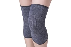DINGFENG DINGFDENG Kaschmir Kniewärmer Grau Größe – Elastische Thermo-Kniebandage bei Arthrose & Kälte, Rutschfeste Kompression für Damen/Herren, Atmungsaktiv, Sport, Yoga, Schmerzlinderung (L)