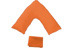Nod Off V Shaped Pillow with Free Case - Hollowfiber Filled Polycotton case, Orthopedic Pregnancy Support Pillow - Pillows for Neck and Shoulder Pain - triangle Maternity Pillow (Orange)