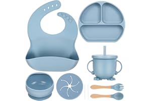 ZS ZHISHANG Baby Weaning Set,Baby Bowls Baby Plates Baby Cup Weaning Bowl Silicone Baby Feeding Set Weaning Plate Suction Bowls for Babies Weaning Baby Cutlery Set Baby Gifts