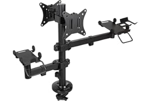 TOOQ TQPM0002 – Verstellbarer Tischständer für POS, ermöglicht die Installation von Drucker + 2 Bildschirmen 17"-32" + Terminal mit Lesegerät, Schwarz