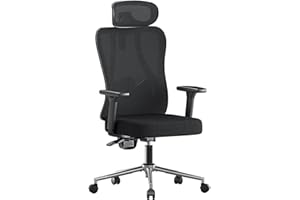 Hbada P3 Pro Ergonomic Office Chair with 2D Adjustable Lumbar Support, 3D Adjustable Headrest and Armrest, 135° Stepless Tilt Function, Black