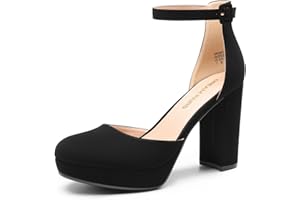 DREAM PAIRS Women's Platform Chunky High Heels Closed Toe Block Ankle Strap Dress Bridal Party Wedding Shoes