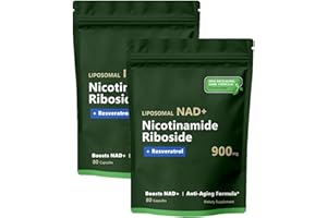 LUREBEST NAD Nicotinamid Riboside Resveratrol 900 Mg, NAD+-Ergänzung Mit Nicotinamid Riboside, Resveratrol, Quercetin – Hochreine NAD-Ergänzung (2 Stk.)