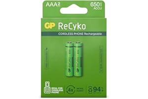 GP Battery Batteria Ricaricabile AAA NiMH 650mAh (Blister 2 Pezzi)