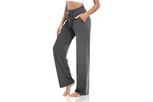 VIGVAN Damskie spodnie do biegania, bawełniane, spodnie do jogi, szerokie nogawki, do aktywnego spędzania wolnego czasu, ze ściągaczem, luźne spodnie wypoczynkowe, szerokie nogawki, spodnie sportowe z