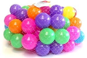 B4E Multi Colored Kids 100 Soft Play Balls For Games I Plastic I No Sharp Edges, Non Toxic, BPA Free (Multicoloured, Pack of 100)