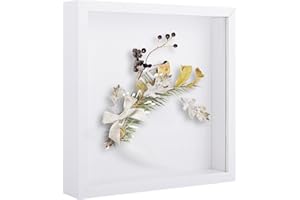 ASelected 3D Shadow Box Frame, White 8x8 inch Picture Frame 1.2 Inch Deep Box Frames Wooden Display Box for Crafts, Photos, Artworks, Bouquet, Memory Tickets