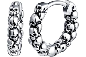 Yumilok Boucles d'oreilles Fashion en Acier Inoxydable pour Hommes Bagues d'oreilles Créatives avec Tête de Mort Exagérée Bijoux Fantaisie Créoles de Décoration à la Mode