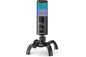 Mikrofon do gier USB, Aokeo PC kondensatorowy mikrofon komputerowy ze światłem RGB, dostępny do nagrywania, podcastów, transmisji strumieniowej, YouTube, PS5, PS4 Mac, laptop, komputer stacjonarny