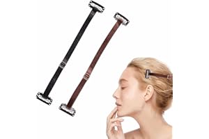 TUKNN Facelift Bands with Clips, Face Lift Band, Instant Face Lift Band Invisible Hairpin, 2 Pièces Tresse élastique en Nylon de Bande de Lifting Facial Réutilisable, Noir + Marron