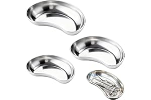 WONUANTE Plateaux en Acier Inoxydable,3 Plateau de Laboratoire,Plateau Rénal en Acier Inoxydable,Plateaux de Rangement,Plateau Chirurgical Réutilisables pour Plateaux de Clinique Médical (4 CM (Approfondir))