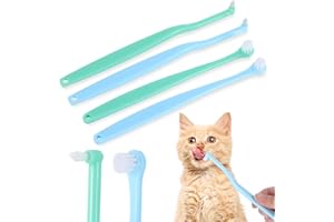 BREMOROU Szczoteczka do zębów dla kotów, miękka nylonowa szczoteczka do zębów dla zwierząt domowych, dla psów, małych kotów, szczoteczka do zębów dla psów, dla wrażliwych dziąseł zwierząt domowych, 4 szt