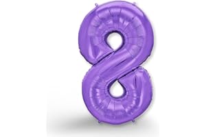 FUNXGO Globo de plástico número 8, lila, 100 cm, vuela con helio, para 8 años, decoración fiestas bodas