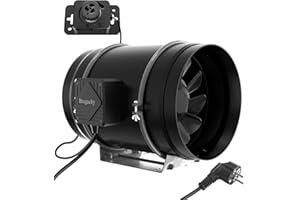 Brogachy 200mm Ventola Aspiratore 1413 m³/h, 3000 RPM Estrattore Aria Con Controllore di Velocità Variabile,Trifase EC Motore,Per Booster,Tende di Crescita,Coltura Idroponica,uso Domestico.