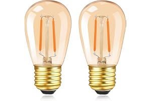 Caldarax S14 E27 Vintage Light Bulbs 1W, 10W Incandescent Bulb Equivalent, Amber Glass Warm White 2200K, Decorative LED Filament E27 Edison Screw Bulb, AC 220V, Non-Dimmable, 2 Pack
