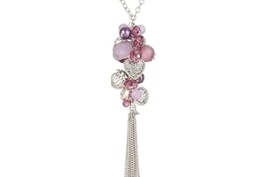 FULU AUTUMN Collier Argent Long pour Femme Sautoir avec Pendentif Perles et Franges Bijoux Fantaisie Cadeau pour Maman