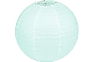 LIHAO Lampshade Lampshade Round Mint Green Paper Lantern Classic Bamboo Style Ribbed Lampshade Decoration for Party Garden Wedding Decoration (30 cm, 12 Inches)