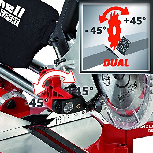 Einhell Zug Kapp Gehrungssäge TE-SM 2131 Dual (1600 W, Sägeblatt Ø 210 mm, Schnittbreite 310 mm, Softstart, schwenkbarer Sägekopf, Laser, LED-Licht) - 7