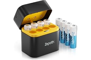 Zepath AA Rechargeable Lithium Batteries with Battery Charger, 8 Pack 3000mWh High Capacity Rechargeable Batteries 1.5V Constant Output AA Lithium Batteries, Battery Storage with aa Li-ion Battery