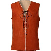 Gilet Pirate Médiéval Renaissance Homme - Style Steampunk, Gothique, Vintage - Lacets Devant, Sans Manches - Tailles S à 3XL - 3
