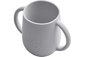 BABI® Baby Toddler Large Silicone Sippy Cup, Plastic Free, 100% Food Grade Silicone, with Two Comfort Handles, Perfect Sippy Cup for Training 200ml (Grey)