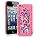 Produktbild SMART LEGEND für iPhone 5C Hardcase Liquid Hülle Glitter Case Hartschale Transparent Schutzhülle Handyhülle Fließen Flüssig Schwimmend Premium Shiny Glanz Sparkle Bling Diamant Strass Tasche Skin Schale Hart PC Clear Kristall Handytasche Etui - Rosa