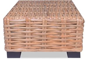vidaXL Mesa de Centro de Jardín de Ratán Mesilla Mesita de Café Mueble Auxiliar de Exterior Mobiliario Patio Terraza Material Tipo Mimbre