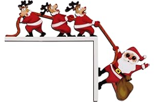 GEBETTER Türrahmen Weihnachtsdeko mit Klebeband Weihnachten Elch Weihnachtsmann Creative Türecke Dekoration aus Holz Geschenke Türdeko für Wände Türen und Fenster Weihnachtsecktürrahmen Deko (C)