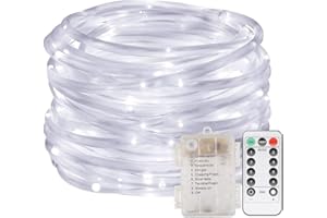 AVEKI LED Rope Lights, 33 ft 100 LED Battery Operated Tube String Lights with Remote Control & 8 Modes, Waterproof LED Fairy Lights Decoration for Indoor Outdoor Garden Wedding