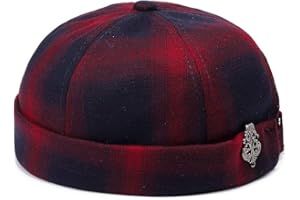 YAMEE Unisex Docker Cap Hats Skullcap Beanie Worker Sailor Cap Brimless Cap Retro Rolled Cuff Skull Caps with Adjustable