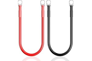 Relota 2 Stück 30 cm Batteriekabel 16mm², Kupferkabel Kupfer Stromkabel 5AWG, Batterie Kabel 12V mit Ringklemmen, Autobatteriekabel für LKW, Motorrad, Solar, Wohnmobil, Massekabel, Autobatterie