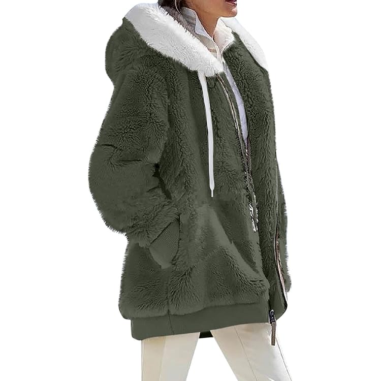 Veste Polaire Femme à Capuche Zippée - Chaude, Souple Et Décontractée - Pour L'hiver - 10