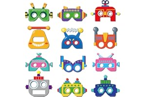 JAHEMU Robot, maseczki papierowe, maski dla dzieci, roboty, na imprezę, Halloween, Boże Narodzenie, urodziny, karnawał, prezenty dla dzieci, 12 sztuk