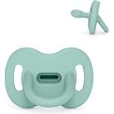 Suavinex, All Silicone Pacifier, Baby 0/6 Months, Newborn, Soft Green | With SX Pro Physiological Teat, Symmetrical, Flat and