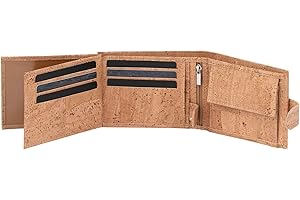 Simaru Wegański Portfel portmonetka z Korka – Portmonetka z korkiem – wąski portfel kieszonkowy – Portmonetka z korkiem, Ochrona RFID,Portfel z wieloma przegródkami, ale bardzo lekki-portfel z uchwytem na kartę – dla banknoty i monety, korek wegańska i ekologiczna jako idealna alternatywa dla skóry .