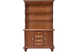 ZERODIS Dollhouse Miniature Bookcase, 1:12 Mini Furniture Dollhouse Three-layer Wooden Bookcase Cabinet with 4 Drawers Model Toy Home Decor(Brown)