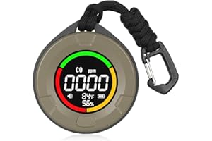 HAKINAKU Tragbarer CO-Melder Kohlenmonoxidmelder, Mobiler CO-Warner Kohlenmonoxid Warnmelder, CO-Messgerät CO-Messer mit Temperatur- & Luftfeuchtigkeitsanzeige, für Reise Camping, PTH-10D-Grün