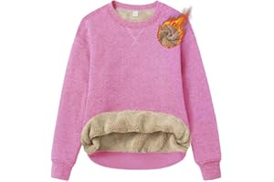 TACVASEN Damen Sweatshirt Pullover Langarm mit Fleece gefüttert Rundhals Langarmshirt Ohne Kapuze Warm Casual für Herbst Winter