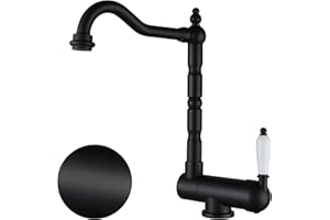 SJQKA Mitigeur Cuisine Rabattable Noir, Laiton Robinet Cuisine Pliable Mitigeur De Cuisine Sous Fenêtre Avec Bec Orientable 360° Robinetterie Evier Rabattable Devant Fenêtre (black)