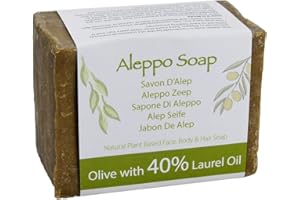 Green Bear Jabón natural de Alepo tradicional y genuino, hecho a mano con aceite de oliva y aceite de laurel al 40% 200g
