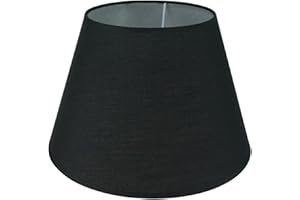DULEE Abat-jour E27 E14 de 30 cm - En tissu fait à la main - Pour lampadaire, lampe de table, lampe de chevet (haut) 18 cm x (hauteur) 20 cm x (bas) 30 cm, noir