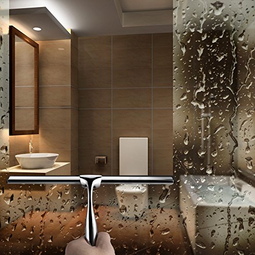 Parsion Fensterabzieher，Bad- und Duschabzieher Badezimmerwischer mit Wandaufhänger für Auto Fliesen Spiegel Duschtüren und Fenster, Edelstahl (Silber1) - 2