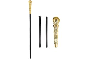 GCC Fashion Store Pimp Stick Gold Top 3 Pcs Set Gangster Hip Hop Cane 70s Party Walking Stick
