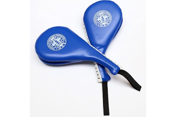 Luniquz 1 Paire de Raqettes Doubles Taekwondo Raquette de Frappe en Cuir pour l'entraînement de Tae kwon do Boxe Karaté(Bleu)