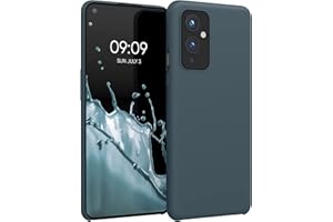 kwmobile Carcasa Compatible con OnePlus 9 (EU/NA Version) Funda - Case TPU y Silicona antigolpes - Apto Carga inalámbrica - Pizarra Oscura