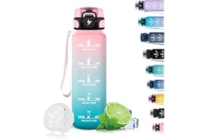 Grsta Borraccia, 500ml Borraccia Bambini, Borraccie Filtrante Senza Perdite, Bottiglie Motivazionale con Scala Temporale, Facile da Pulire, Borracce per Bere di Piu, per Scuole, Uffici, Campeggi
