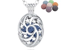 INFUSEU Bisuteria Mujer, Colgante Aromaterapia Collar Aroma Plateado Difusor Aceites Esenciales Joyeria Personalizada Joyas De Mujer