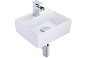 Housler® Compact Small Wall Hung Bathroom Basin Sink (Square Basin No Tap)